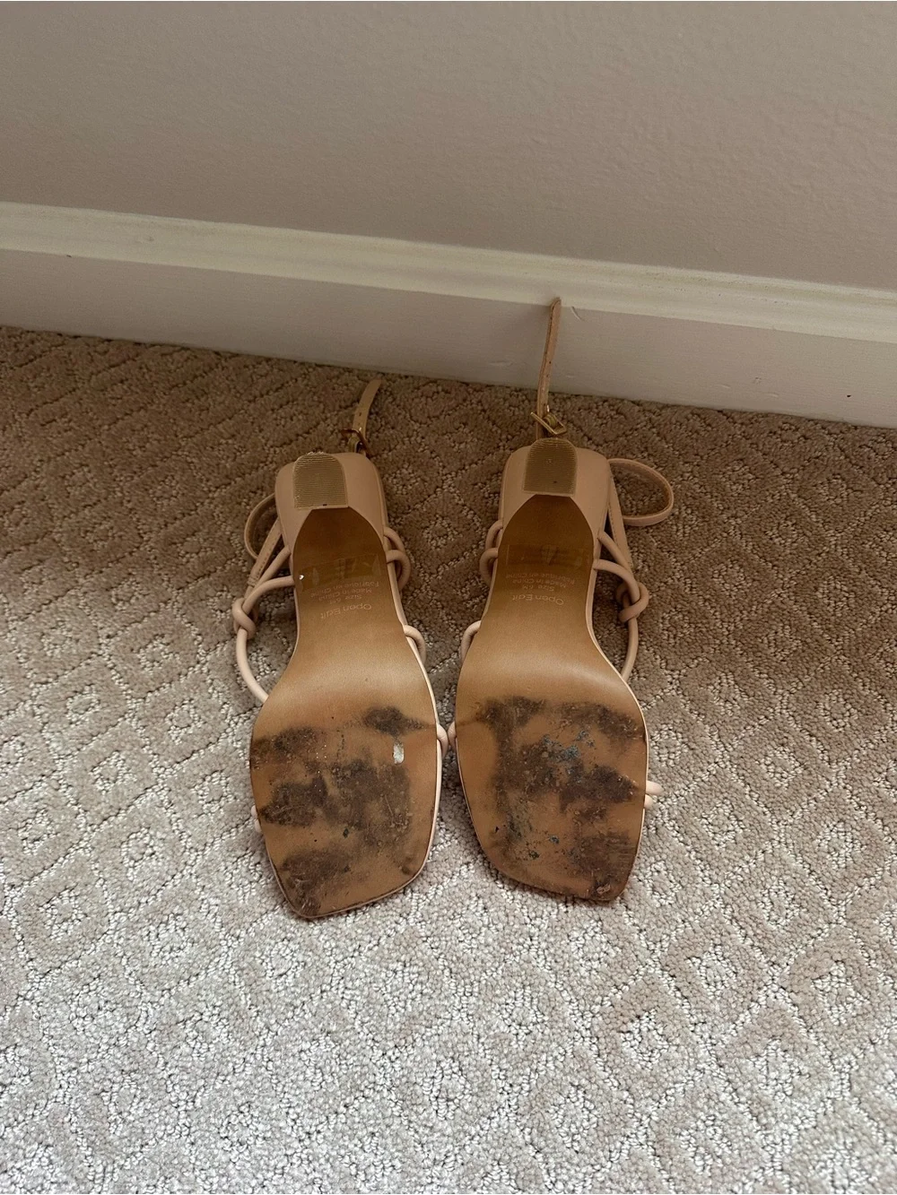 Nude Strappy Knot Ankle‑Tie Heels